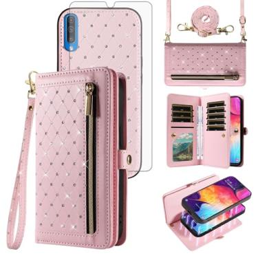 Imagem de Asuwish Capa de celular para Samsung Galaxy A50 A50S A30S A30S Carteira destacável com protetor de tela alça transversal Bling Flip suporte para cartão de crédito A 50 50S 30S S50 50A SM A505G