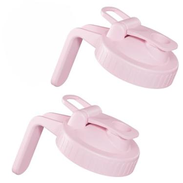 Imagem de Pacote com 2 tampas de frasco de vidro de boca larga com vedação à prova de vazamento, tampa de bico de vidro com tampa e alça, tampas de conservas de plástico para leite, salada, molho, garrafa de