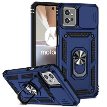 Imagem de Tothedu Capa para Moto G32, Motorola G32 XT2235-2 Capa com capa deslizante para câmera, anel giratório de 360° integrado com suporte magnético à prova de choque para Motorola Moto G32 azul