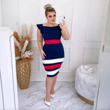 Imagem de Vestido Midi Listras Moda Evangélica Feminina - Miss Flower, Vermelho,