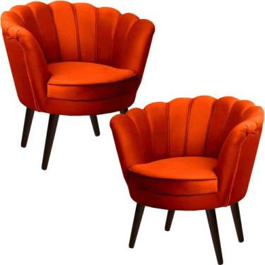 Imagem de Kit Duas Poltronas Pétala em Sued Premium Terracota - Sua Casa Decoraç