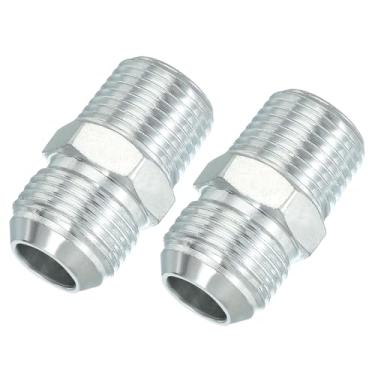 Imagem de PATIKIL Conectores de mamilo redutores hexagonais adaptador de tubo macho 7/20.3 cm alargador 37° JIC x 1/5.1 cm macho NPT, pacote com 2 adaptadores de bocal redutor de encaixe de tubo encaixe