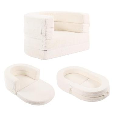 Imagem de Tiita Sofá-cama infantil 3 em 1, sofá confortável de pelúcia para cadeira de criança, camas de viagem para crianças conversíveis, sofá infantil dobrável com alça de transporte lavável para meninas e
