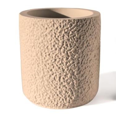 Imagem de Vaso Decorativo Texturizado M Artesanal 10,5cm Em Cimento (Palha)