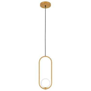 Imagem de Kit 2 Luminárias Pendente Arco Globo Vidro Sala Cama Dourado - Singlel