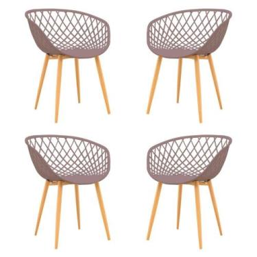Imagem de Kit 04 Cadeiras Clarice Assento Camurça Base Metal - 76823 - Sun House