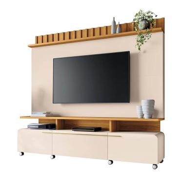 Imagem de Estante de TV 70 Pol 200cm Ripado Jane Off White/Cinamomo H01 - D`Rossi