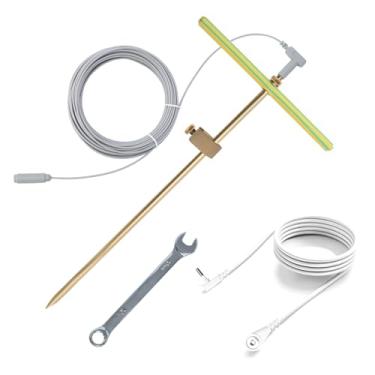Imagem de Kit de haste de aterramento de cobre - fios de terra, braçadeira, chave inglesa, haste de aterramento portátil para aterramento, braçadeira de haste de aterramento para cerca elétrica, tapetes de