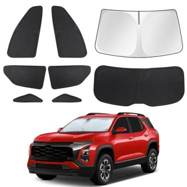 Imagem de 8 peças de persianas de janela de carro adequadas para Chevrolet Equinox 2018-2025, capas de janela de carro completas para privacidade, para-sol para para-brisas dianteiros traseiros para bloquear UV