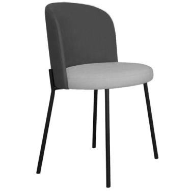 Imagem de Cadeira Decorativa Elegance Base Preto Linho Cinza Escuro/Cinza Claro 