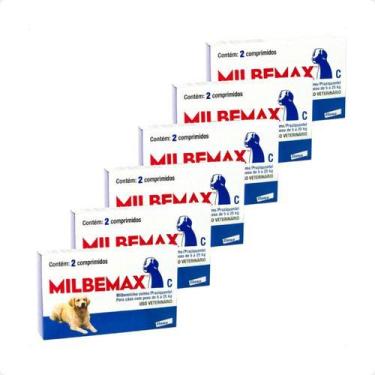 Imagem de 6 Vermifugo Milbemax Para Cães De 5 A 25kg C/ 2 Comprimidos - Elanco
