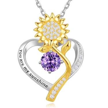 Imagem de Colares de girassol para mulheres, ideias de presente de aniversário de casamento, aniversário de casamento, presentes de aniversário para mulheres, joias de girassol para mulheres, presentes para sua