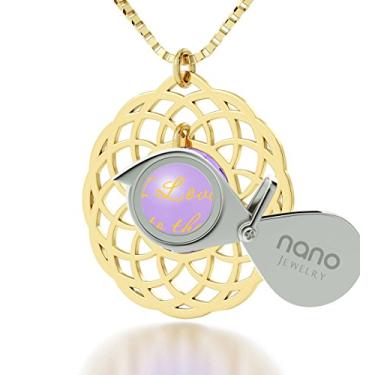 Imagem de Nano Jewelry Colar banhado a ouro mandala I Love You to The Moon and Back com ouro 24 k gravado em CZ, 45,7 cm preenchido a ouro