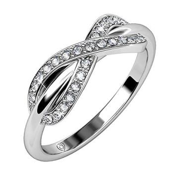 Imagem de VIFE Anéis de casamento femininos banhados a ouro 18 K CZ zircônia cúbica conectada para mulheres anéis de compromisso empilháveis, 7, Banhado a ouro 18K, Zircônia cúbica