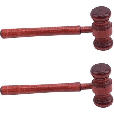 Imagem de 2 peças Gavels de madeira para tribunal de leilão martelos de madeira martelo de madeira acessórios de fantasia de juiz para tribunal de advogado (3,1 x 6,7 x 17,4 cm)