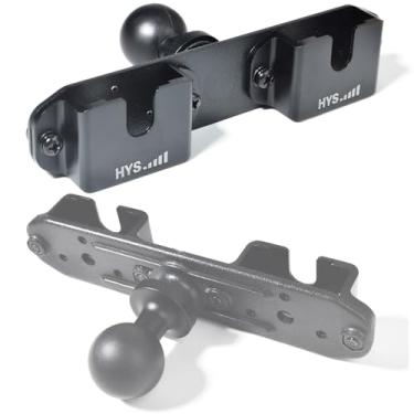 Imagem de HYS Suporte de botão redondo de microfone de rádio CB portátil, suporte de rádio walkie talkie com suporte de esfera de 2,5 cm, para rádio VHF/UHF/GMRS/HF com botão redondo e clipe de cinto, para