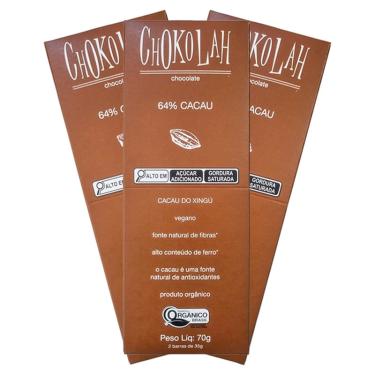 Imagem de Kit 3X: Chocolate 64% Cacau com Açúcar Demerara Orgânico CHoKolaH 70g