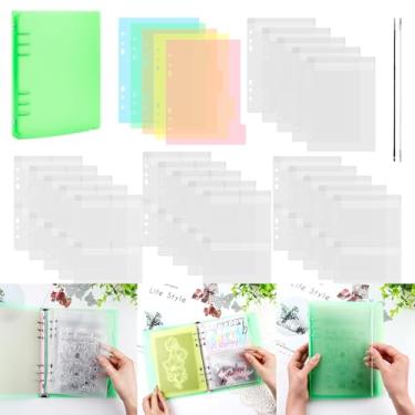 Imagem de Briartw Fichário verde A5 para armazenamento de 6 anéis com 20 inserções - Organize carimbos, matrizes e materiais de artesanato - Material de polipropileno (PP) - 5 folhas cada para divisores