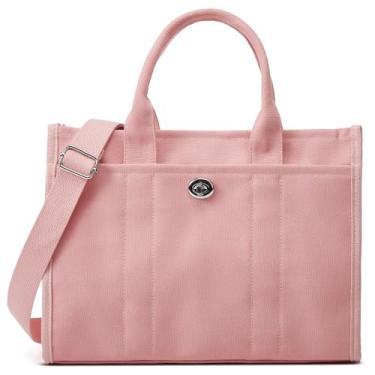 Imagem de Bolsa de lona feminina grande bolsa de ombro jeans vintage bolsas Hobo fofas bolsas trabalho viagem faculdade casual bolsa de mão, D rosa, Medium
