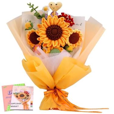 Imagem de ASDIIT Kits de girassóis de crochê para iniciantes, amigurumi, kit de flores tricotadas para Dia das Mães, Dia dos Namorados, presentes de Natal para mulheres - com vídeo passo a passo