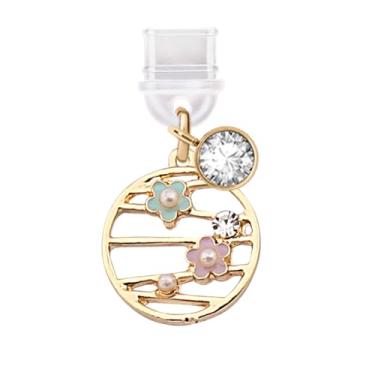 Imagem de ELISE & FONDA TP556 Porta de carregamento tipo C plugue antipoeira Little Flowers Garland pingente de celular para iPhone 15/16/Samsung/OnePlus/Xiaomi/oppo telefones Android (azul)