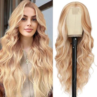 Imagem de Peruca NAYOO Long Wavy Synthetic Fiber 66cm Loira Mista