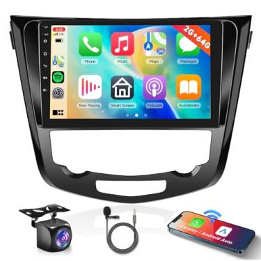 Imagem de Para Nissan Rogue X-Trail Qashqai 2014-2018, suporte estéreo para carro Android 2 + 64 G sem fio e Android Auto com tela sensível ao toque de 10,1 polegadas, WiFi, GPS, receptor de rádio HiFi FM/RDS,