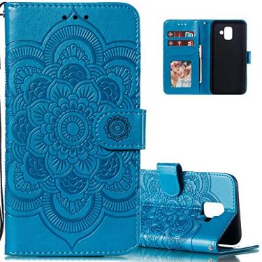 Imagem de LEECOCO Capa para Samsung A6 2018 Mandala Embossing Luxury PU Leather Flip Notebook Carteira Estilo Livro Magnético Slot para Cartão Folio Bumper Capa de Proteção para Samsung Galaxy A6 2018 Mandala