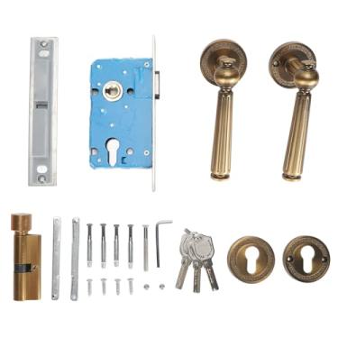 Imagem de Maçaneta da Porta de Ouro, Trava da Alça, Cama e Banho de Privacidade, Cobre e Aço Inoxidável para Portas Internas, Quarto, Banheiro