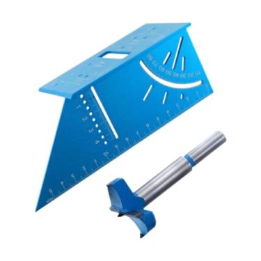 Imagem de Ioensy Ângulo Medição do régua régua régua transferidor versátil de alta precisão Liga de alumínio 45/90 graus para marcação de medição, Abridor de Orifícios de 35 Mm
