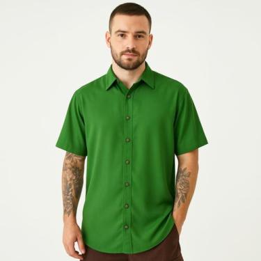 Imagem de Camisa Social Masculina Verde Manga Curta De Botão Viscose - Upclow, M