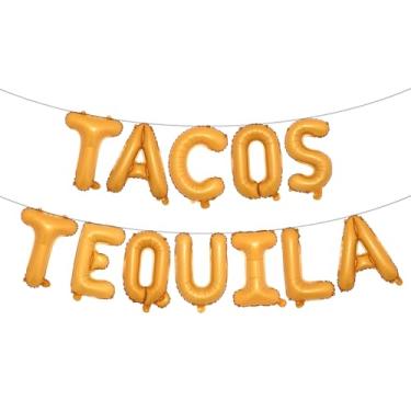 Imagem de Balão de tacos e tequila, faixa de taco multicolorida para festa de taco mexicana/terças-feiras de tacos/festa de tequila/festa/decorações de aniversário (TACOS TEQUILA Orange)