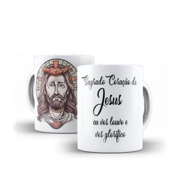 Imagem de Caneca Católica Sagrado Coração de Jesus Eu Vos Louvo - Villa Caneca