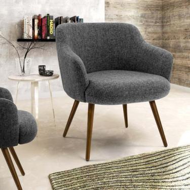 Imagem de Poltrona Dekorien Jade Linho Cinza Alto Acabamento, Linho Cinza Escuro