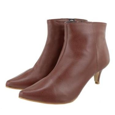 Imagem de Bota Feminina Cano Curto Bico Fino Zíper Lateral Bota Casual-Feminino