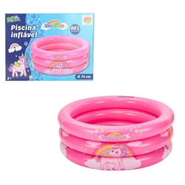 Imagem de Piscina Inflável Infantil 3 Arcos 66L Dm Splash Unicórnio - Dm Toys