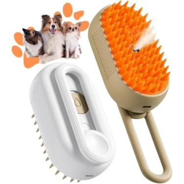 Imagem de Escova Pet Vaporizada Para Remoção De Pelos Gatos Cães Recarregável Elétrica Pente Com Vapor (Branco)
