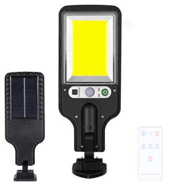 Imagem de Lâmpada de parede solar LED para jardim ao ar livre com sensor de movimento e arandela de parede de controle remoto IP65 à prova d'água interna rotativa movida a energia solar preta quintal garagem