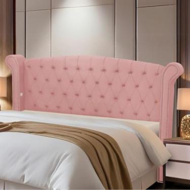 Imagem de Cabeceira Solteiro Estofada Madeira Luxo Cama Box Grécia (Rosa)