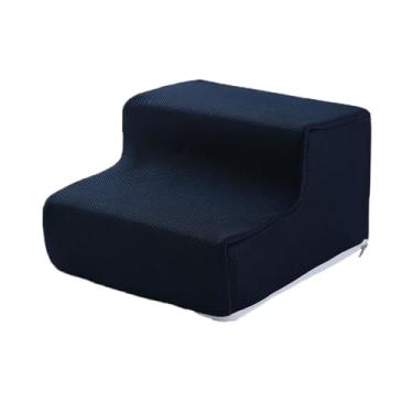 Imagem de Ｂｅｓｇａ Escada para cães de 2 degraus, esponja de alta densidade, estável e antiderrapante, cama de escalada para gatinhos, declive suave para janela, Azul Escuro