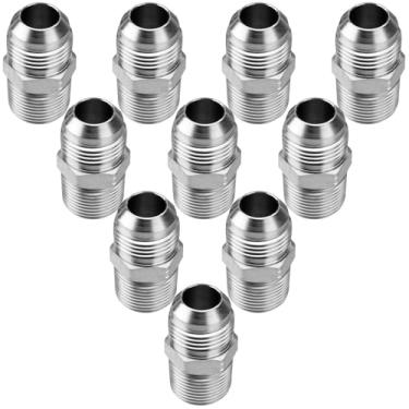 Imagem de Racewill Pacote com 10 adaptadores de mangueira hidráulica: 3/10.2 cm JIC 37° macho x 3/10.2 cm NPT macho, conectores de tubo reto com tampa de proteção