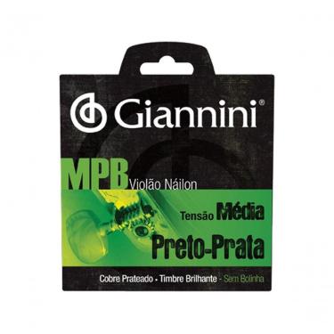 Imagem de Corda Violao Giannini Genwbs Preto-prata Sem Bolinha