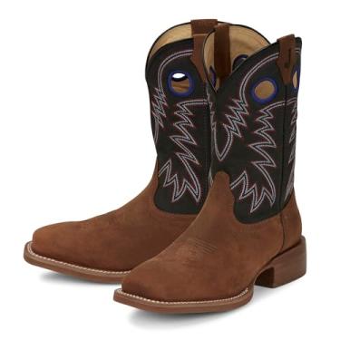 Imagem de Justin Bota masculina Show Stopper Western de 28 cm – Coleção Frontier – Botas caubói masculinas de couro com bico quadrado com palmilha confortável, sola antiderrapante, Pecan, 41