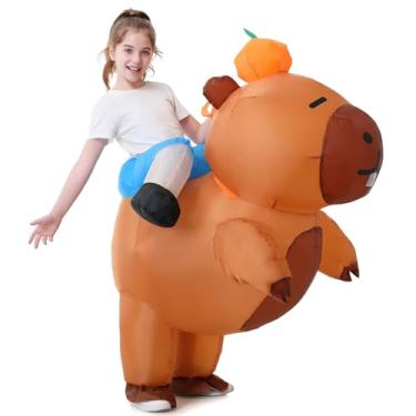 Imagem de Treyrea Fantasia de capivara inflável para crianças, cosplay, festa, passeio, animal, fantasia de Halloween, Marrom, 47"-63"/4ft-5ft