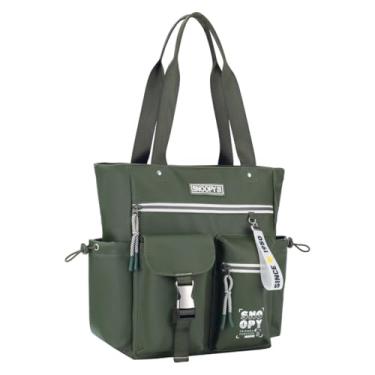 Imagem de Bolsa Feminina de Ombro Snoopy Tote Bag Dia a Dia Espaçosa Resistente (Verde)