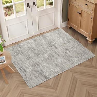 Imagem de RUGSREAL Tapete de entrada pequeno 5 x 7 cm com suporte de borracha resistente a manchas, tapete de banho moderno de cor sólida, tapete lavável para sala de estar, quarto, sala de jantar, cozinha