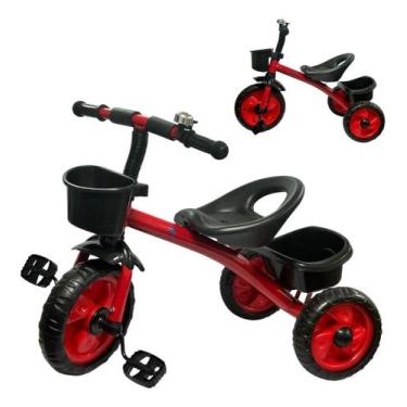 Imagem de Triciclo Criança Infantil Com Cestinha Buzina E Rodas Em Eva Vermelho 