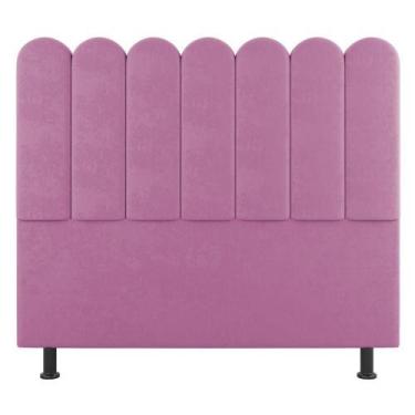 Imagem de Cabeceira Cama Box Solteiro Lana 90cm Suede Rosa - Abmaza