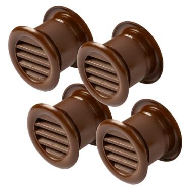 Imagem de Vent Systems Pacote de 4 caixas de ar de porta marrom de 3,8 cm - Louvers de porta de dois lados - Mini círculo - grade de ventilação - grades de ventilação interna - banheiro, armário, garagem