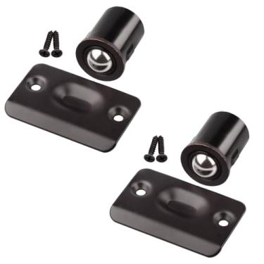 Imagem de HOMOTEK Pacote com 2 unidades de captura de bola com placa de ataque para portas de armário, bronze polido a óleo, 33/16 polegadas x 3,1 cm, bola de tensão ajustável